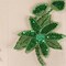 2 Pieces Grass Green Sequin Flower Patch Iron On Applique with Stem and Leaf